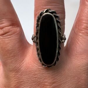 Oval Onyx Sterling Silver 925 Ring, Size 8